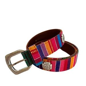 Fossil Multicolor Southwestern Striped Belt Size Medium Silver Buckle & Accents